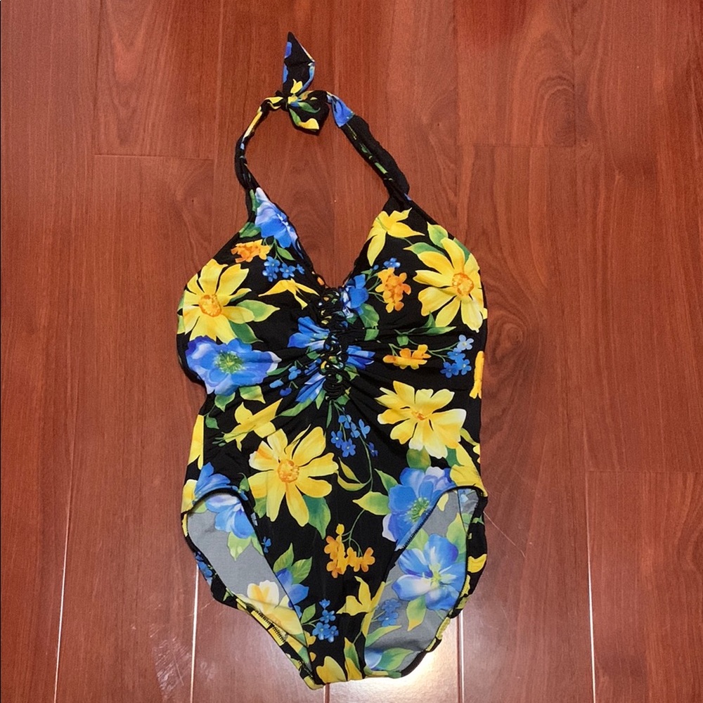 Miraclesuit Floral One Piece Swimsuit - Black, Yellow, Blue